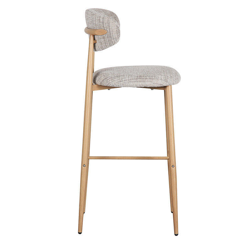 JAPANDI Stool in Gray Beige with Wooden Base