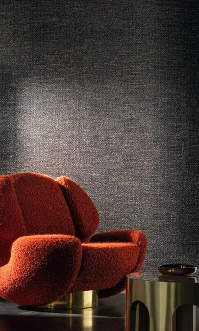 Textilní strukturovaná tapeta v herringbone ELBERT - ENCRE hnědá