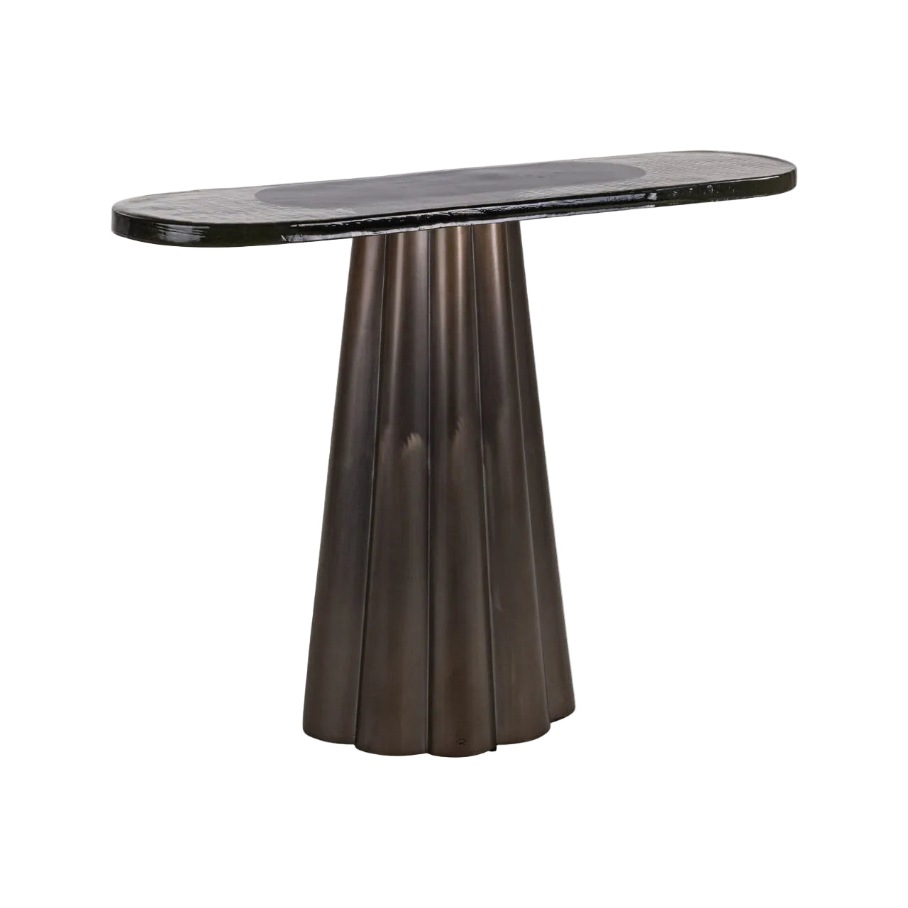 Konsola BARWICK se skleněnou deskou a hnědým podstavcem