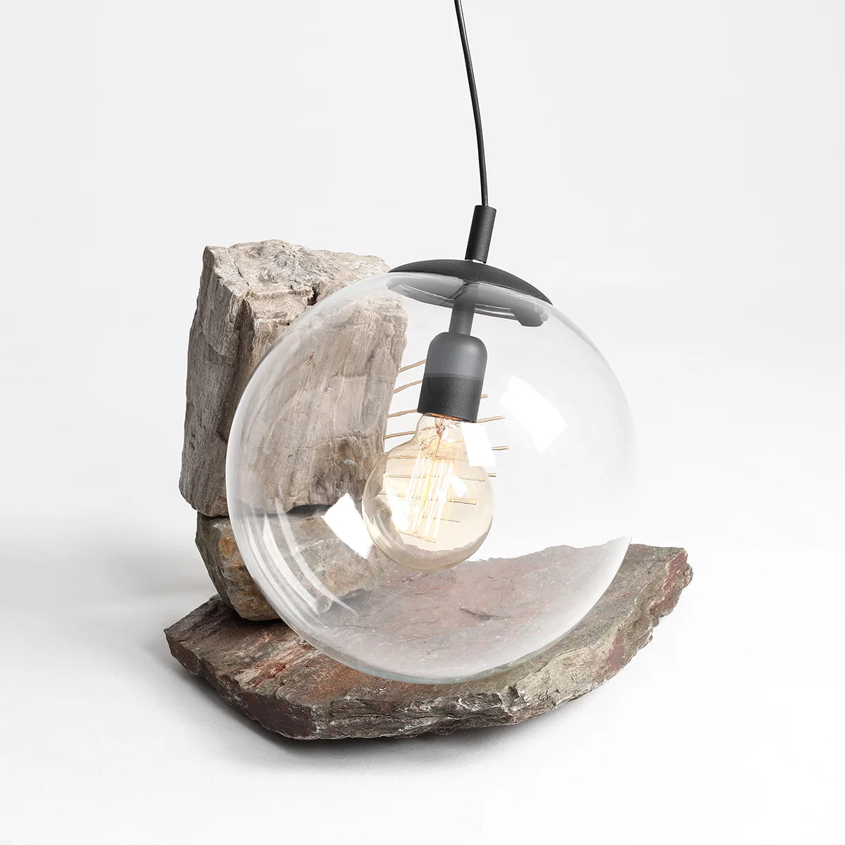 Black globe hanging lamp