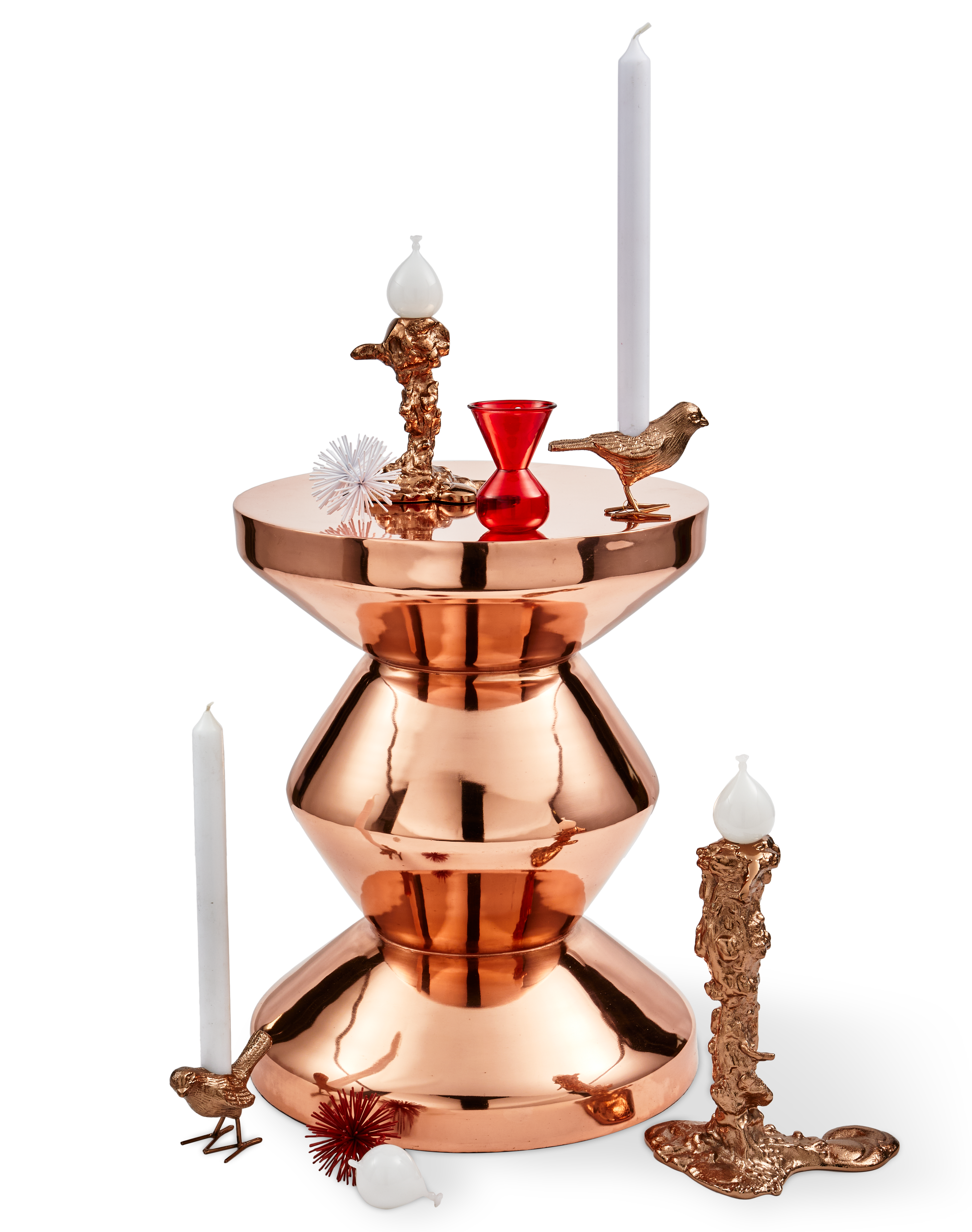 Stolek ZIG ZAG METAL měděný