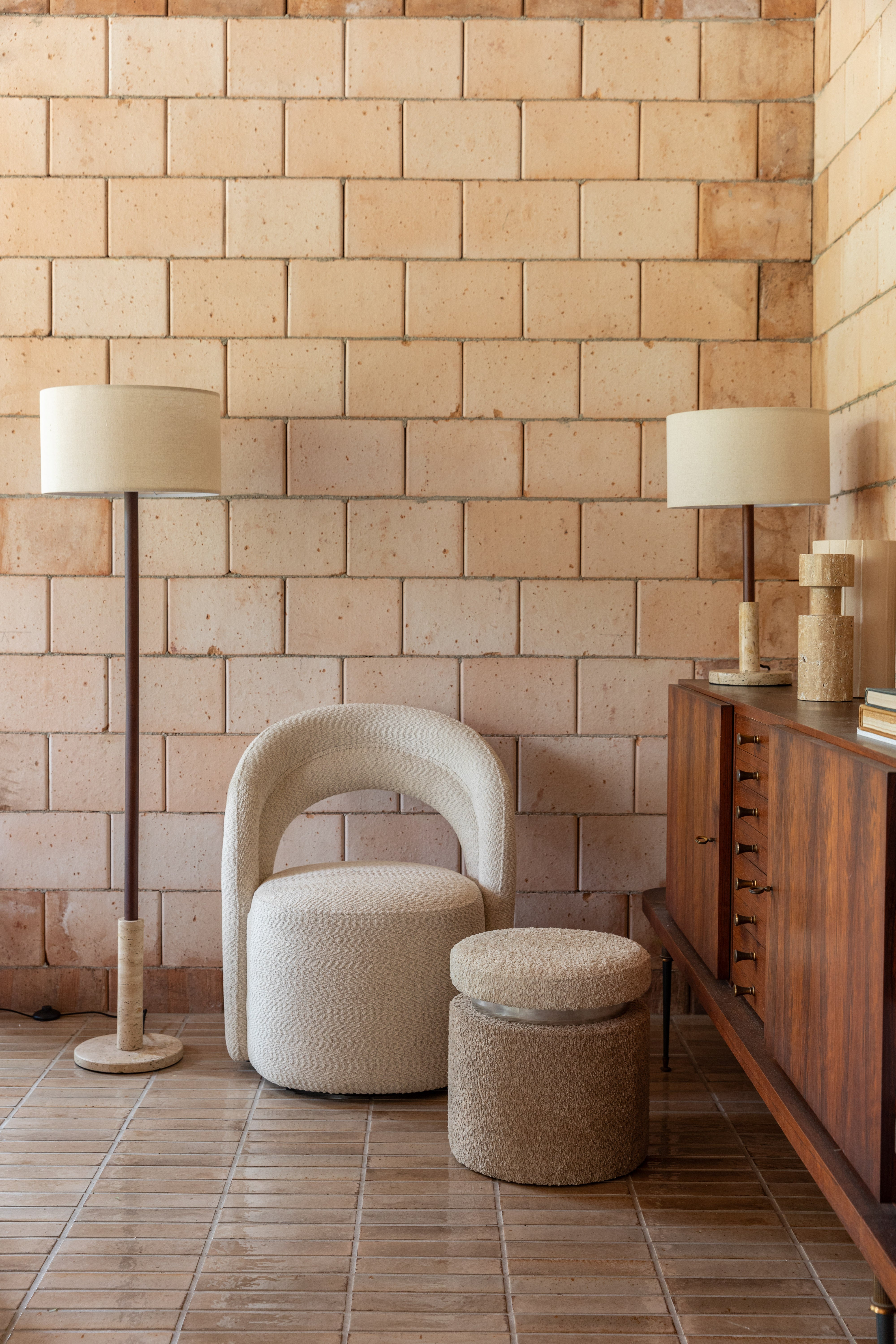 SEINA beige swivel armchair