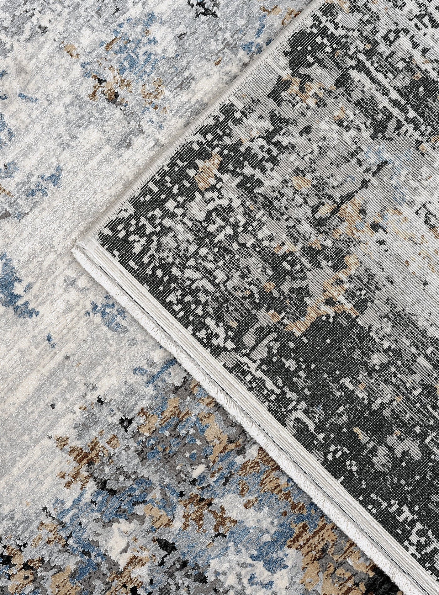 ROYAL black rug with gray and beige