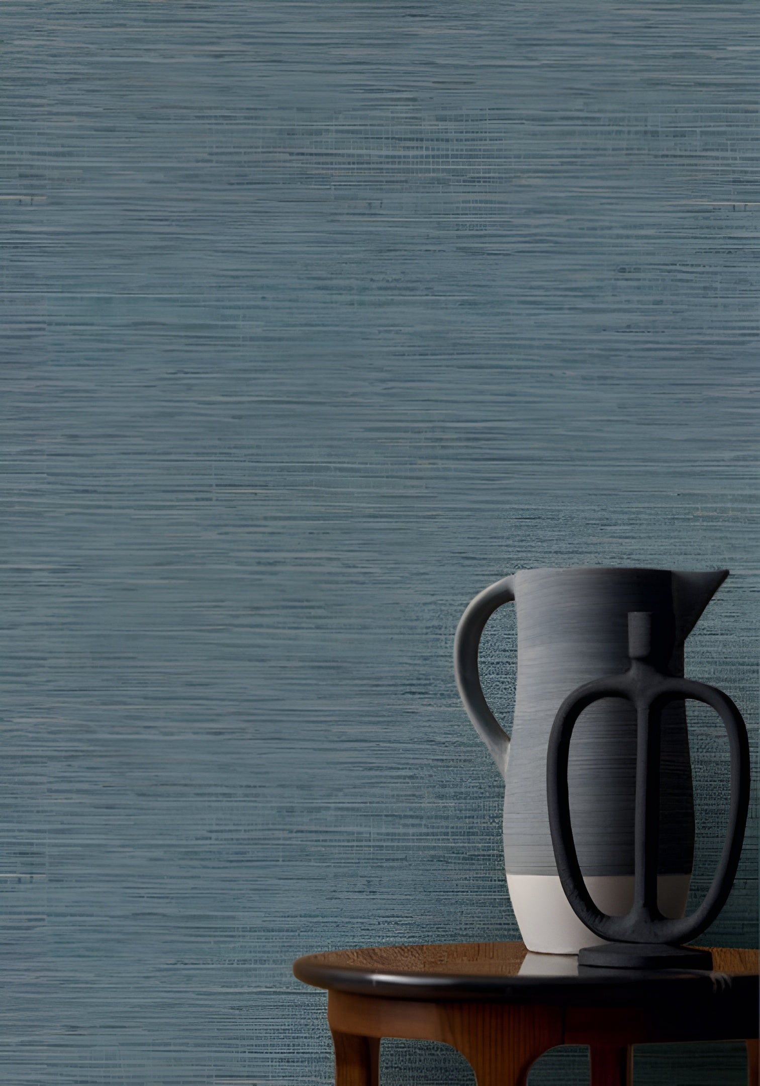Structural wallpaper imitating canvas OCCITAN - ORAGE dark blue