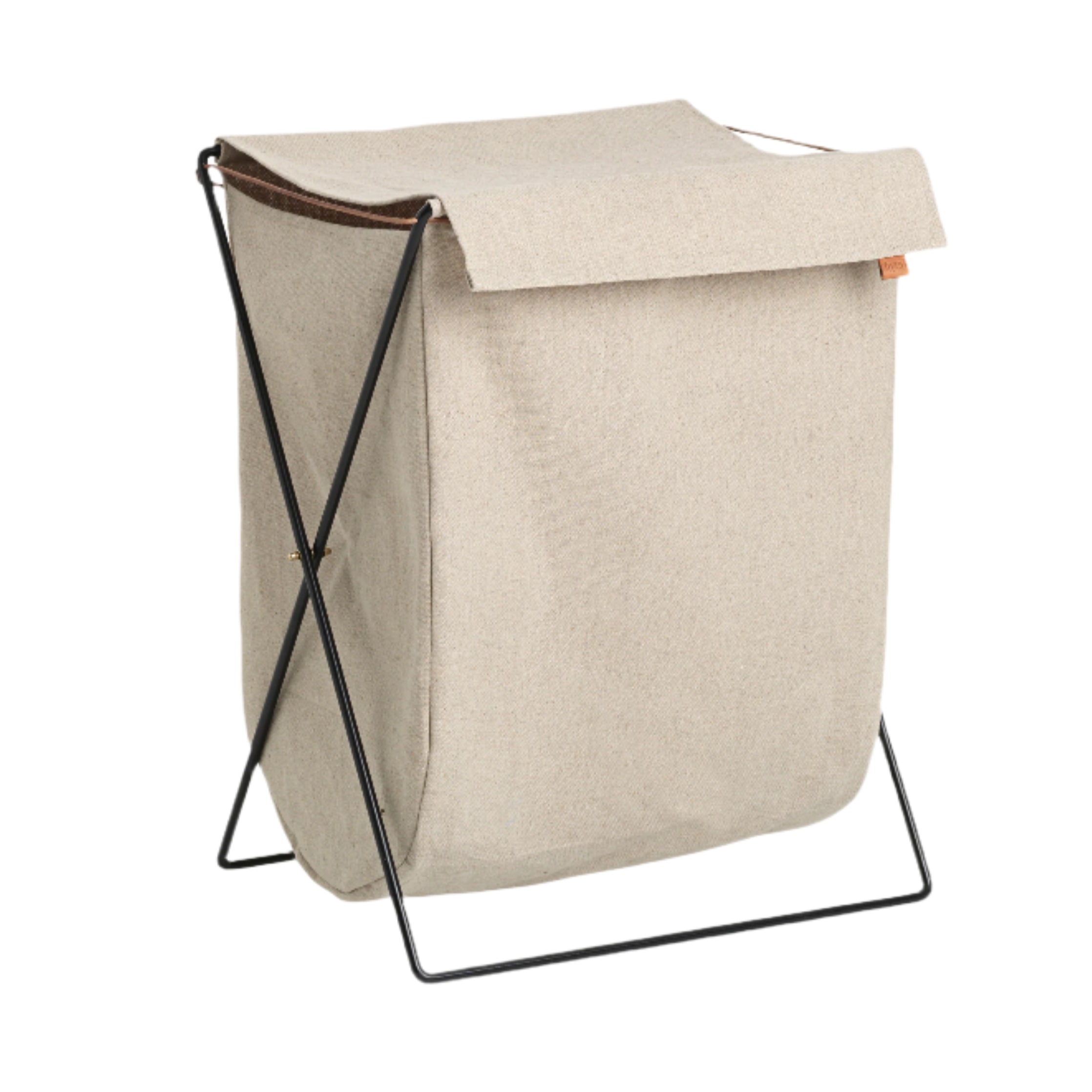 HERMAN beige laundry basket with a black base