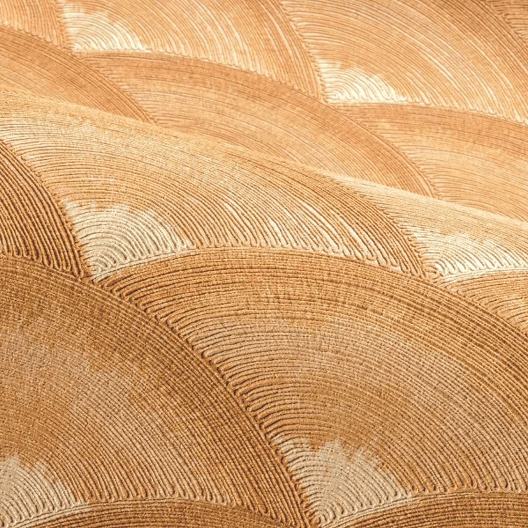 Geometric Wave Pattern Textured Wallpaper NAMI - AMBRE Amber Orange
