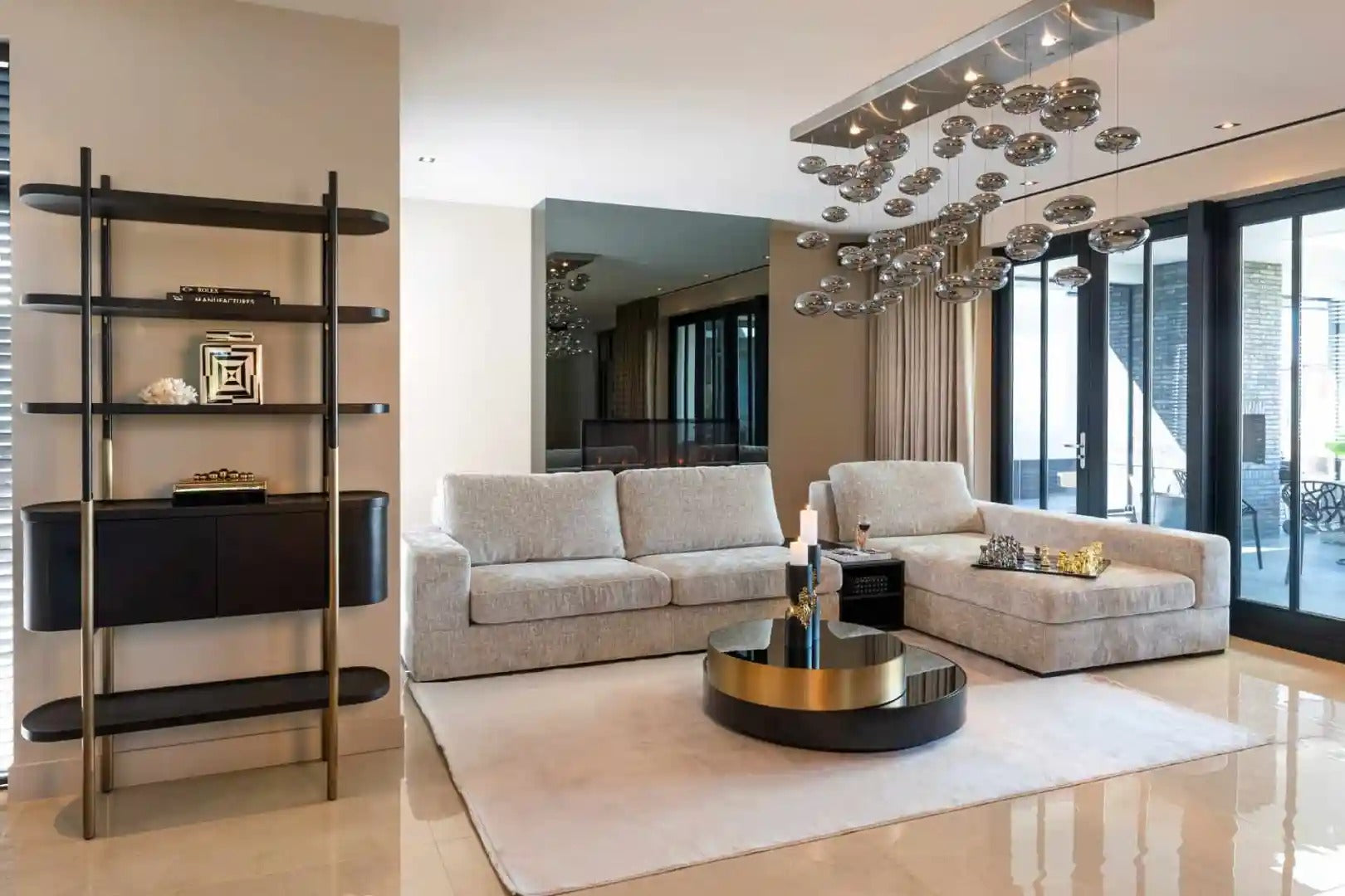 SLICE black coffee table with brass