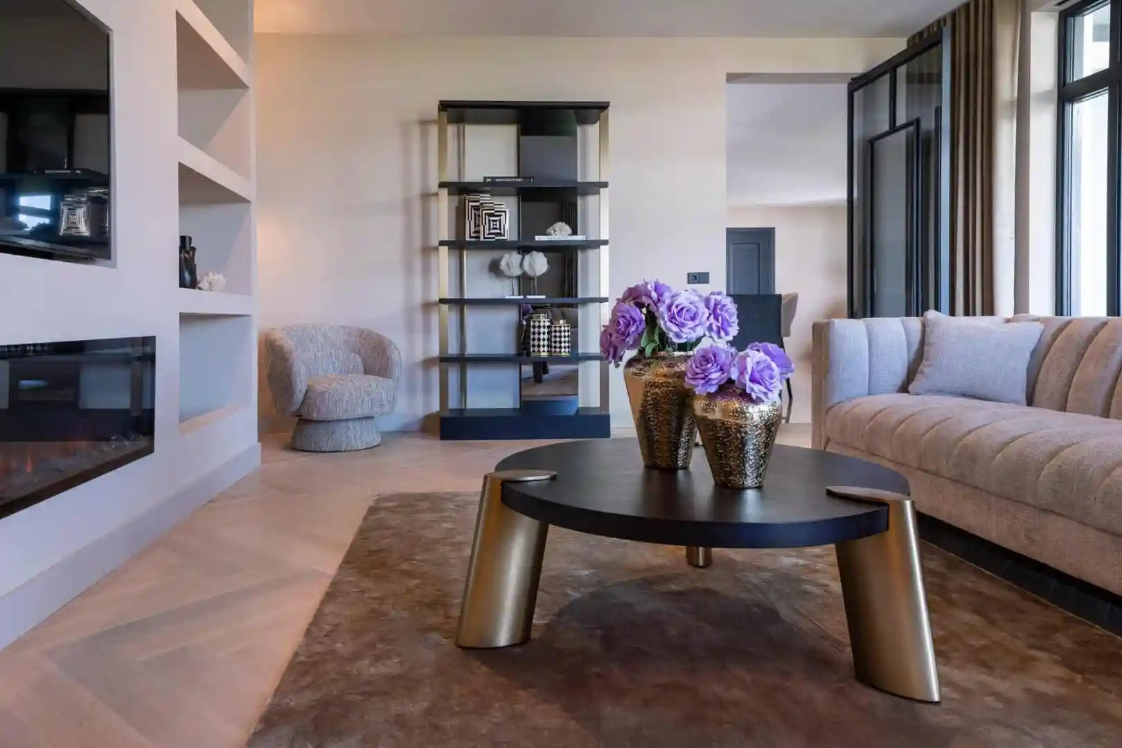 BRODY black coffee table with brass base