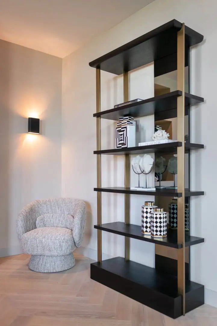 RIGLEY black shelf with brass finish