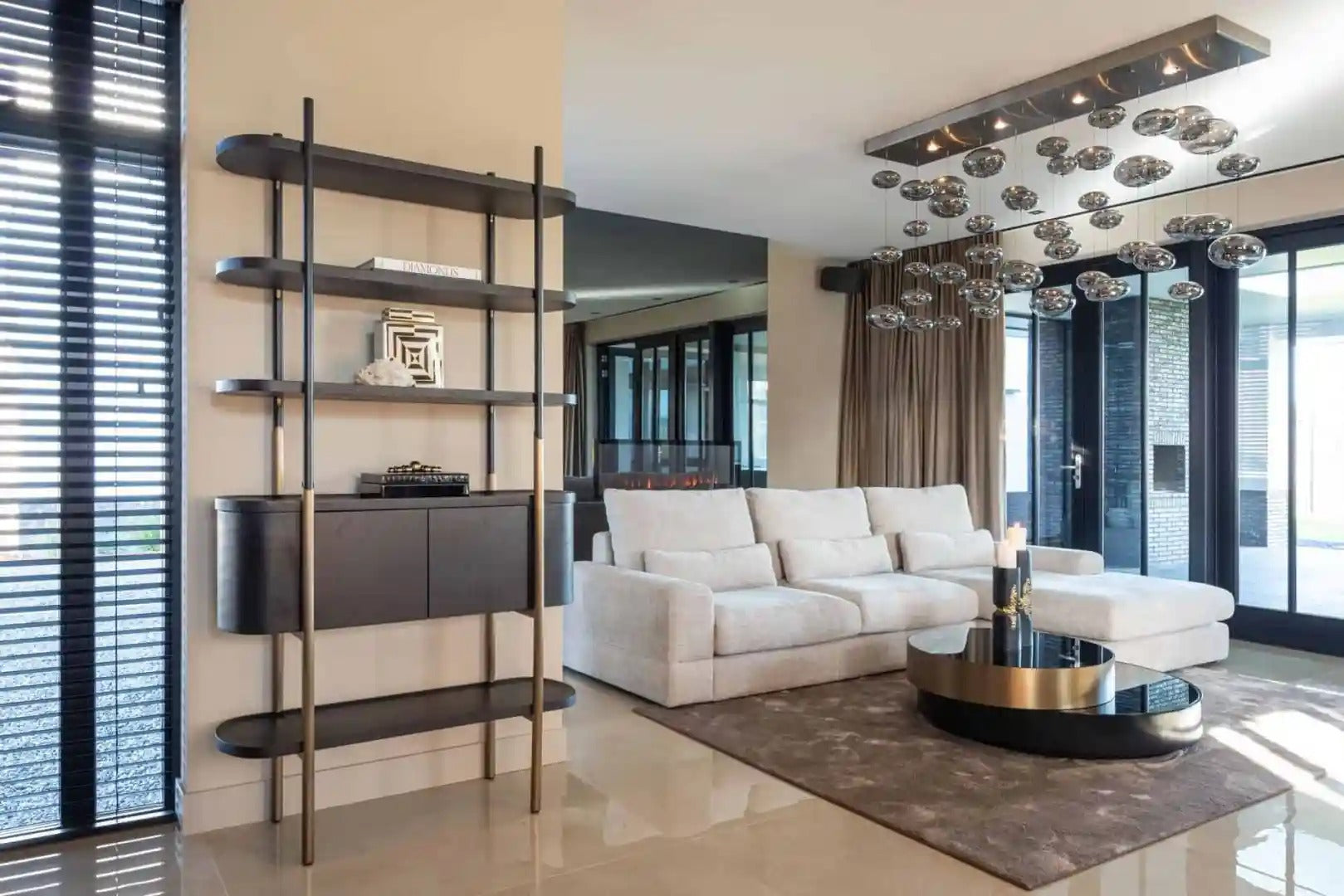 SLICE black coffee table with brass