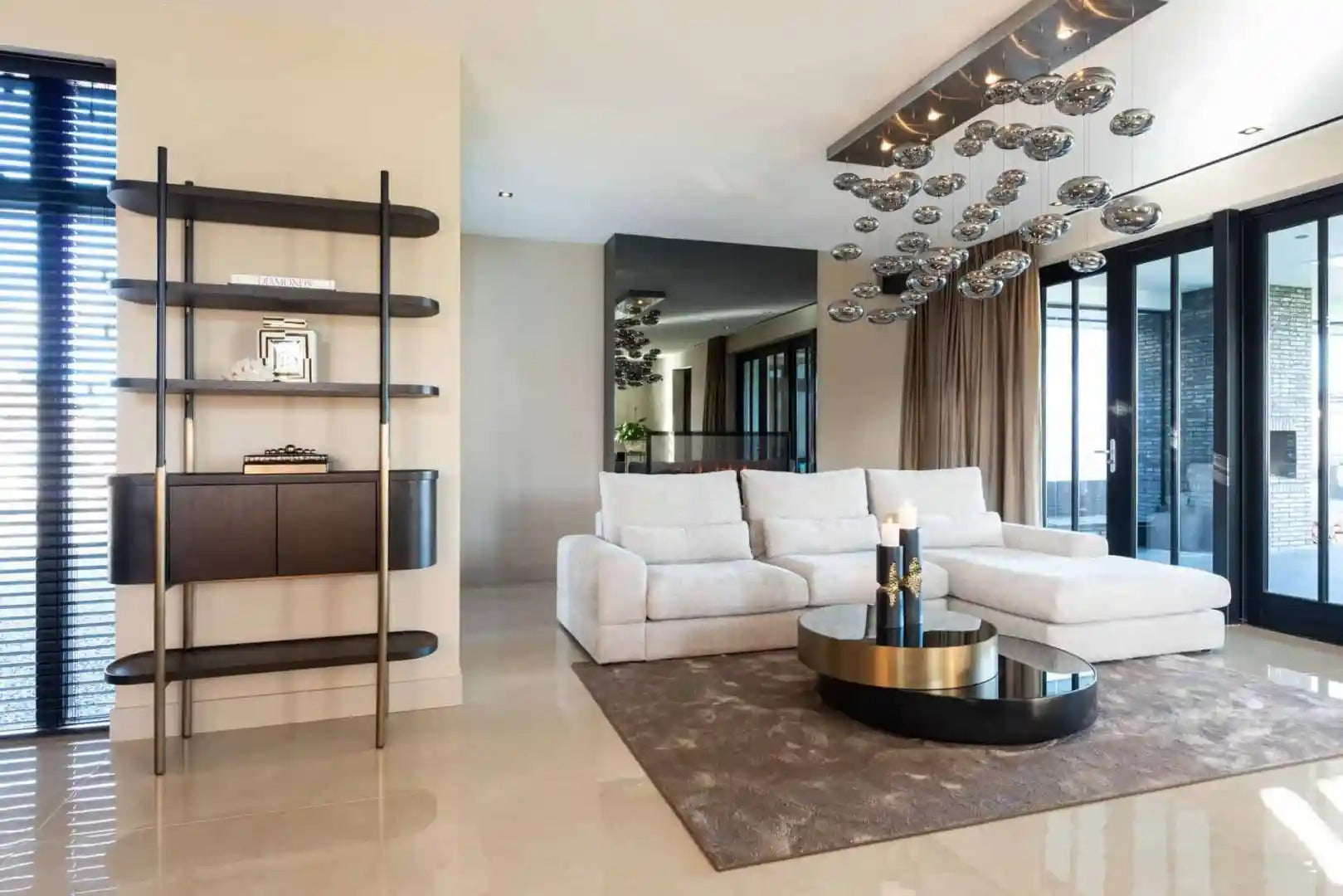 SLICE black coffee table with brass