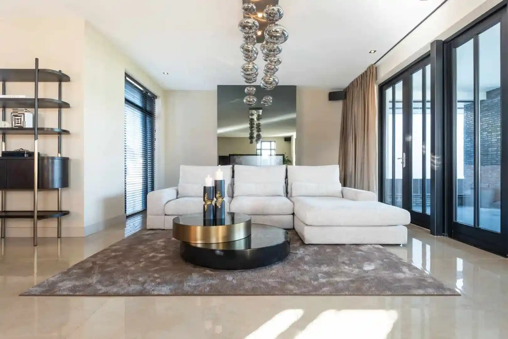 SLICE black coffee table with brass