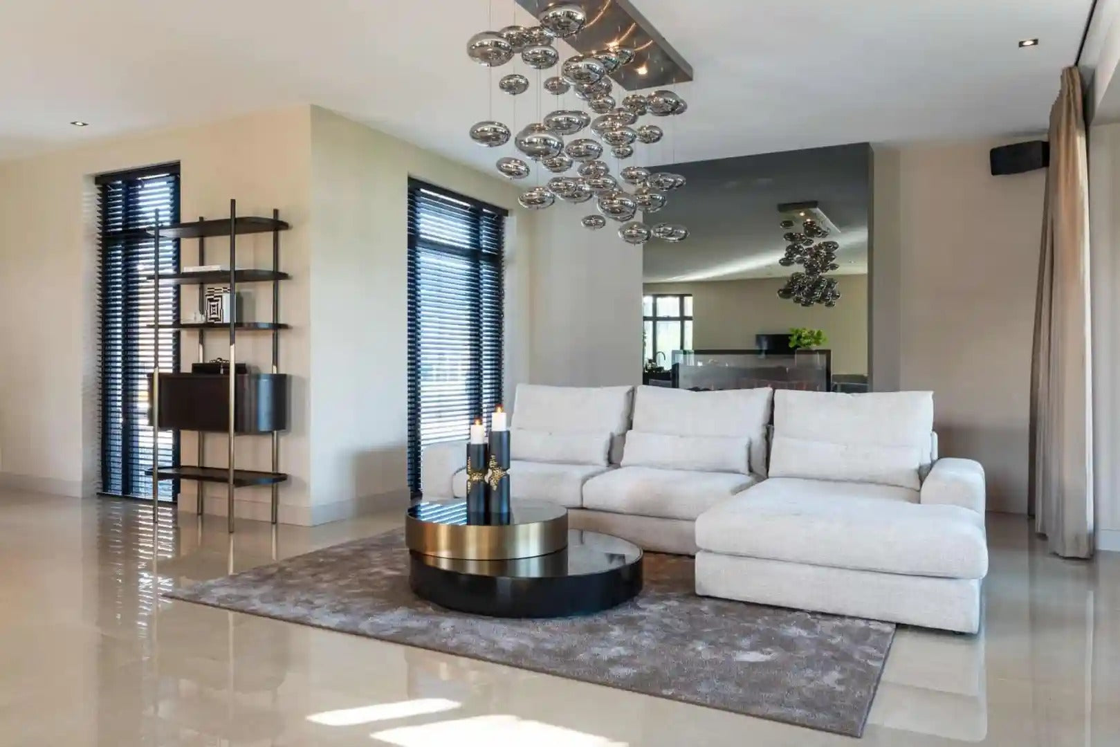 SLICE black coffee table with brass