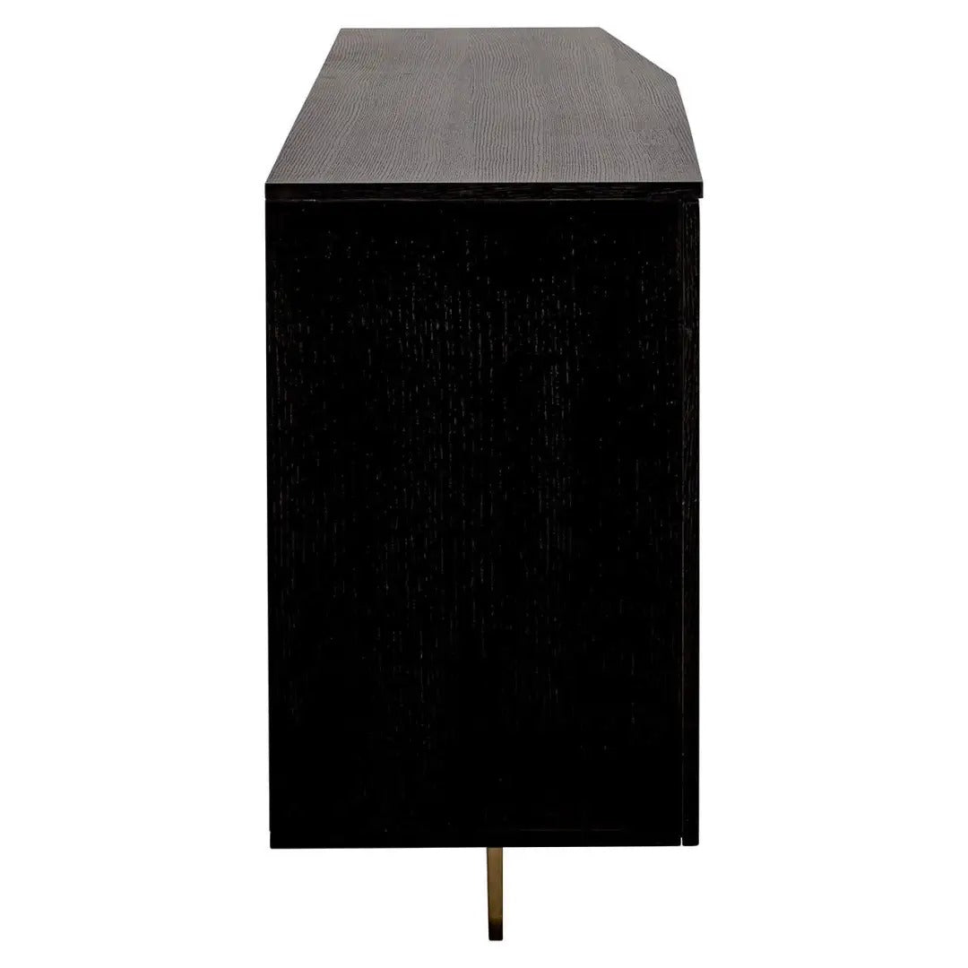 DAX black chest of drawers with brass finish