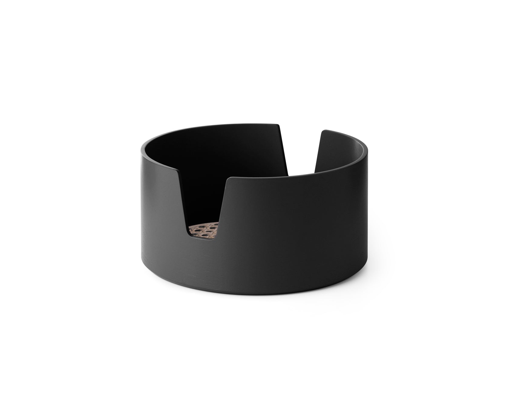 Black salon tray with rattan