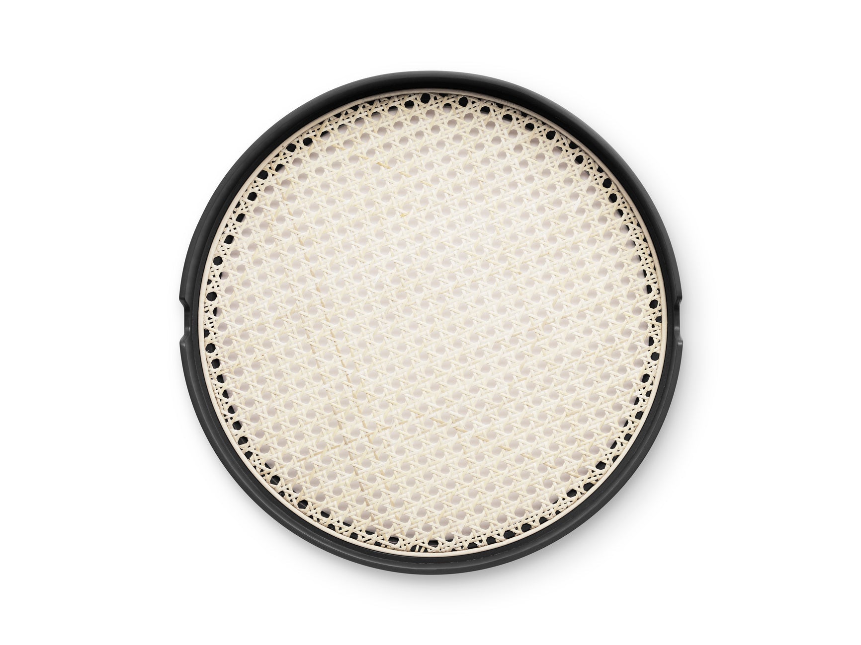 Black salon tray with rattan