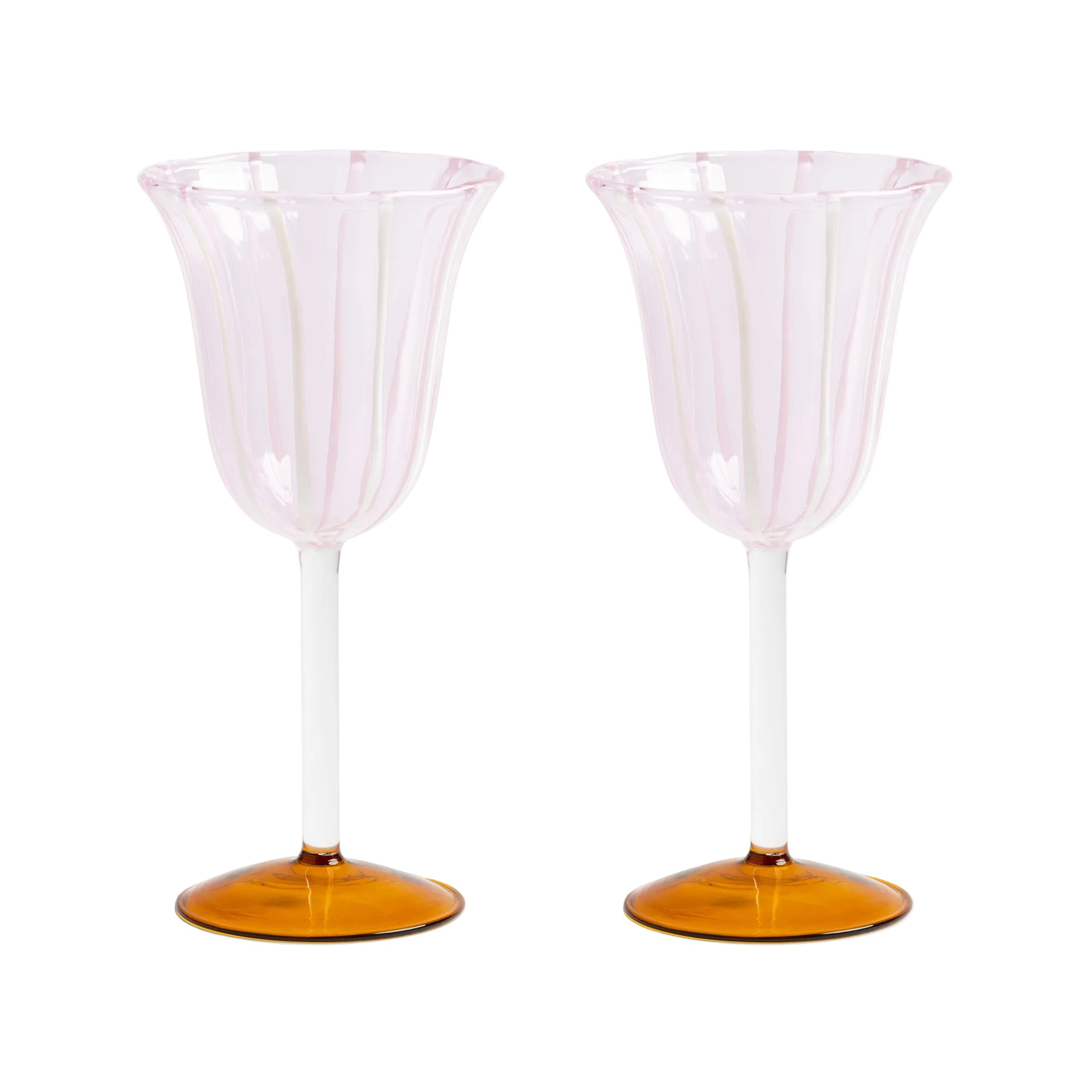 EVE Pink Glass Goblet Set with Amber