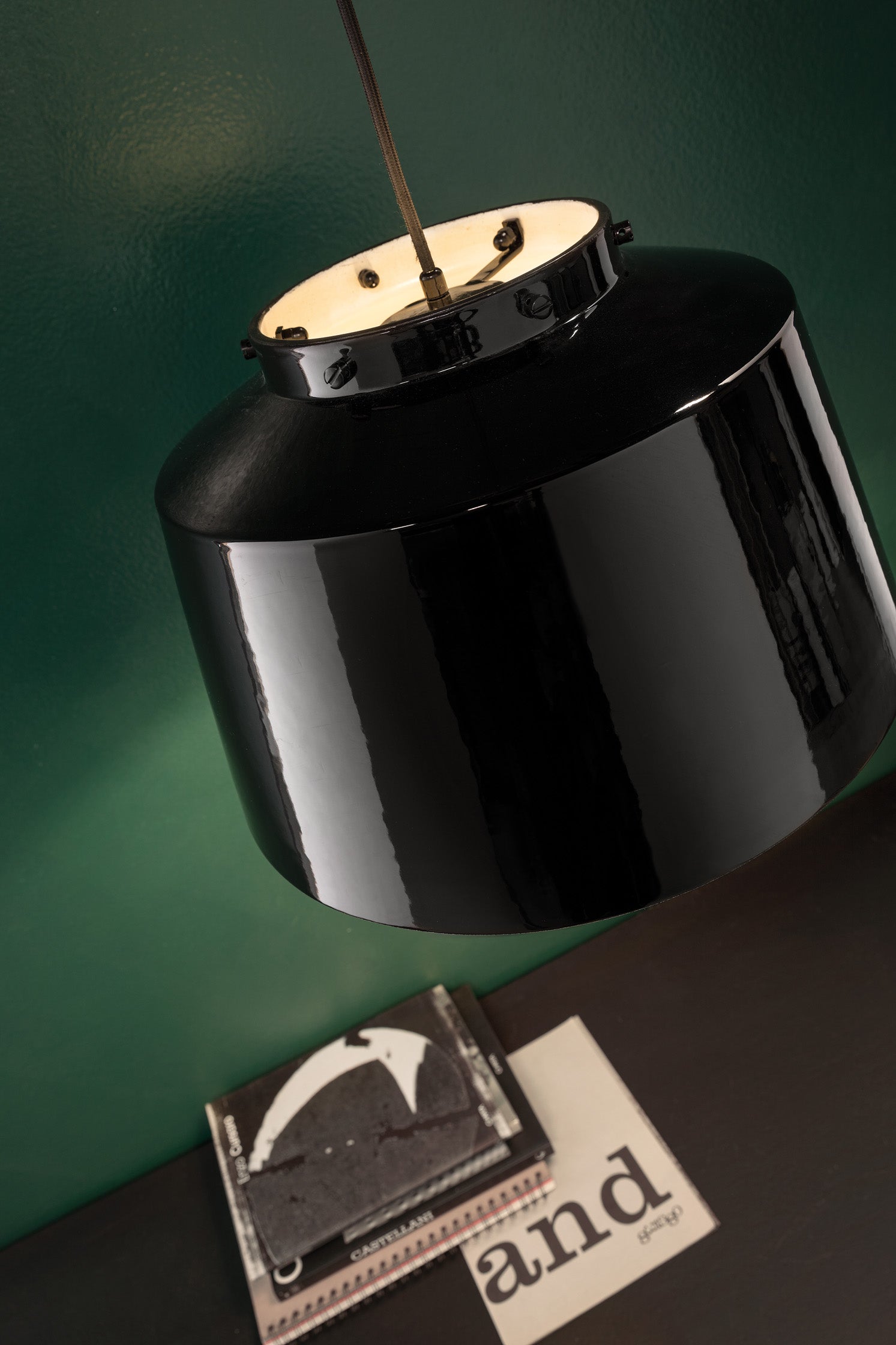 50's Red Ceramic Pendant Lamp