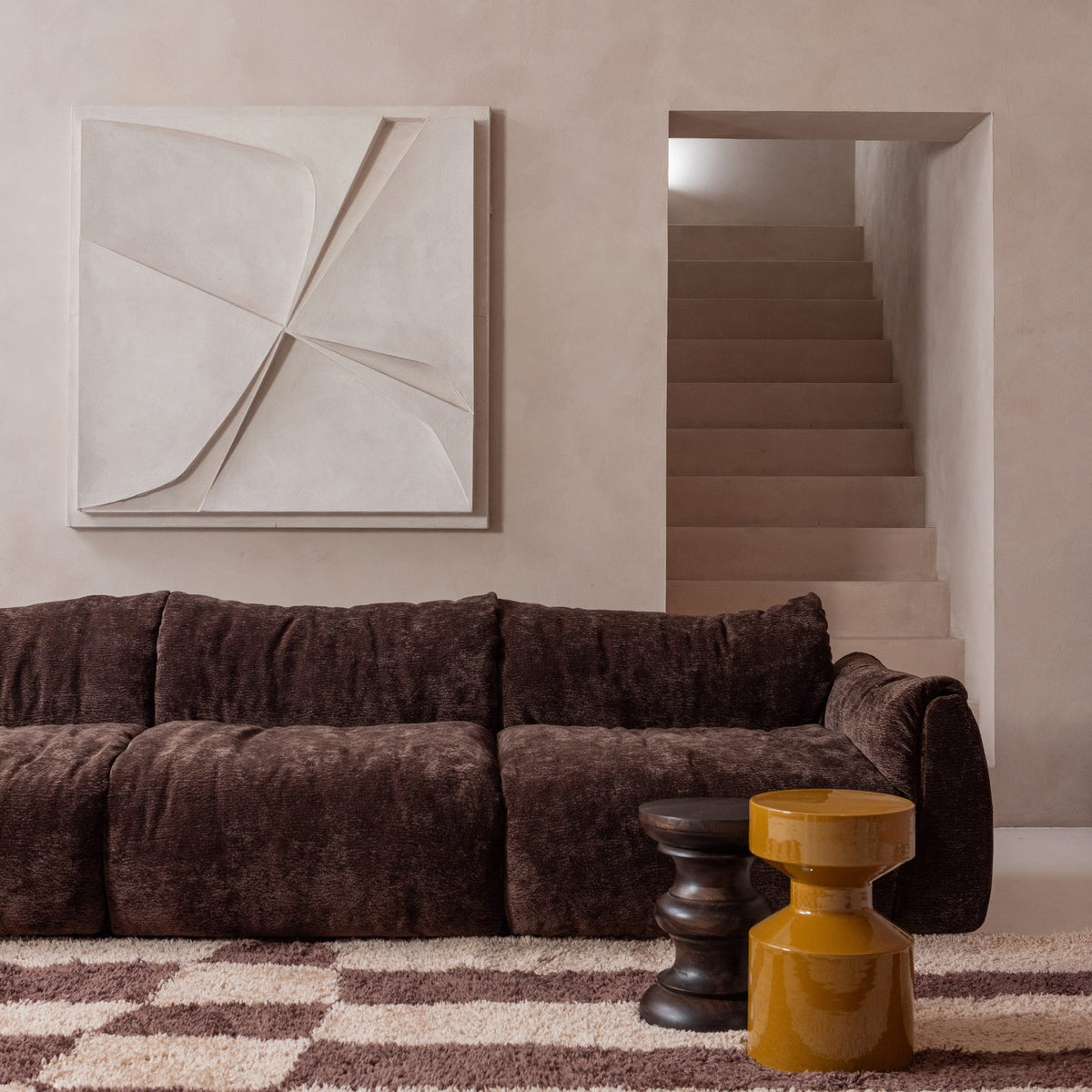 Sofa 3-osobová BAGGY piaskový šenil 3D
