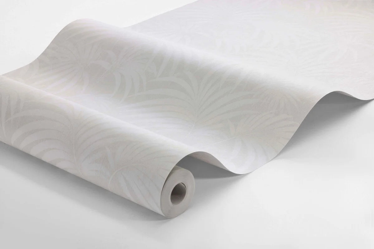 Papírová flizelinová tapeta s rostlinným vzorem PAULA šedá s bílou