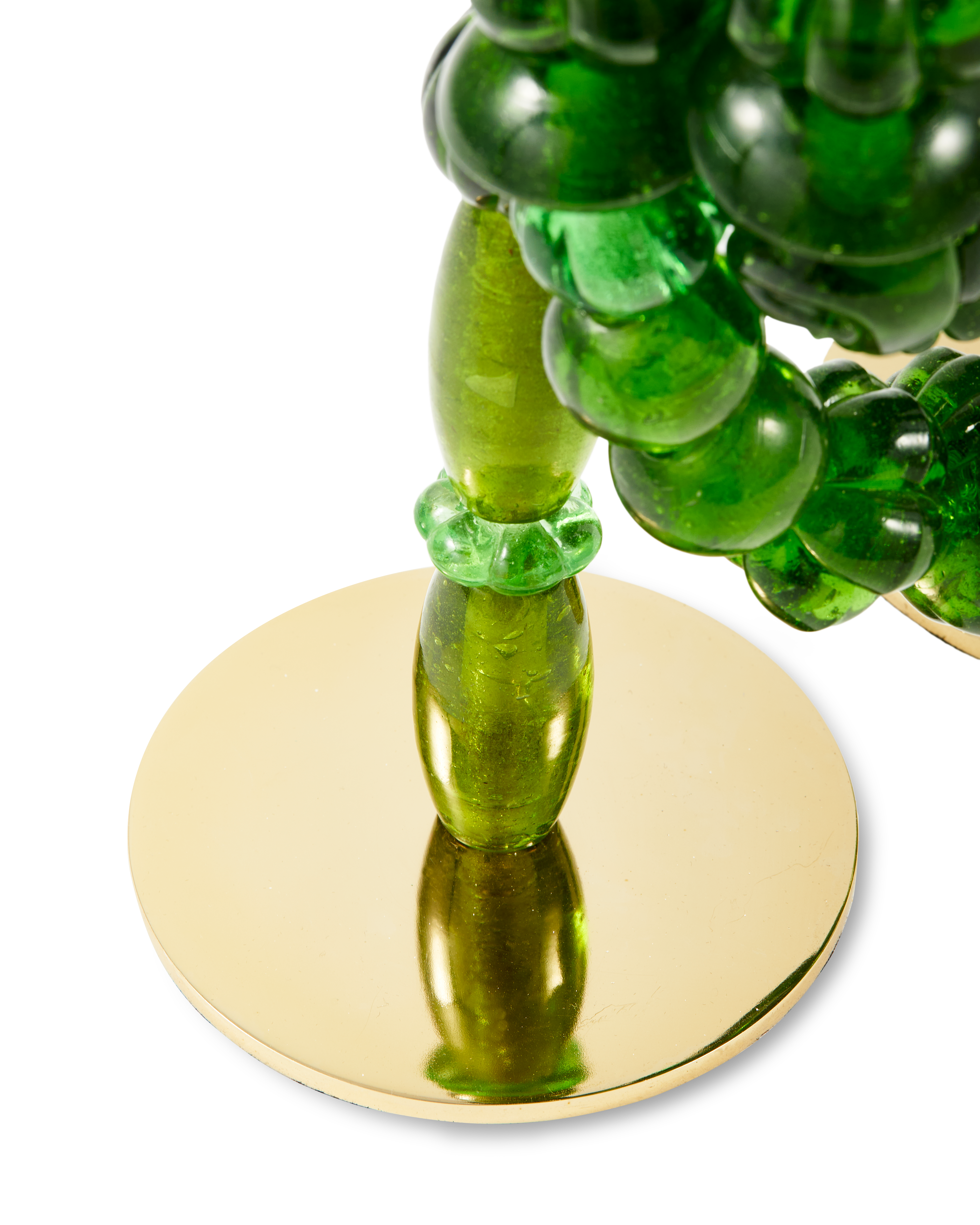 Svícen BEADS zelený se zlatými prvky