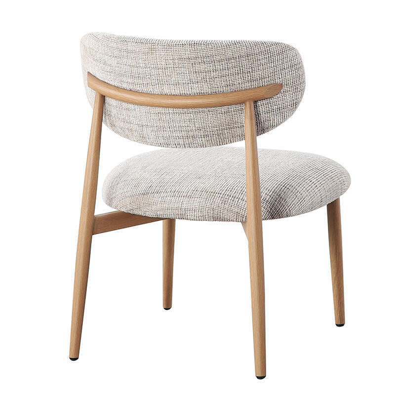 JAPANDI Armchair in Gray-Beige with Wooden Base