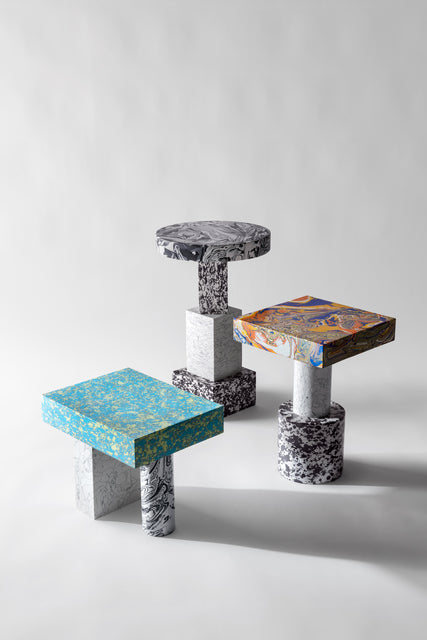 Konferenční stolek SWIRL modrý mramor