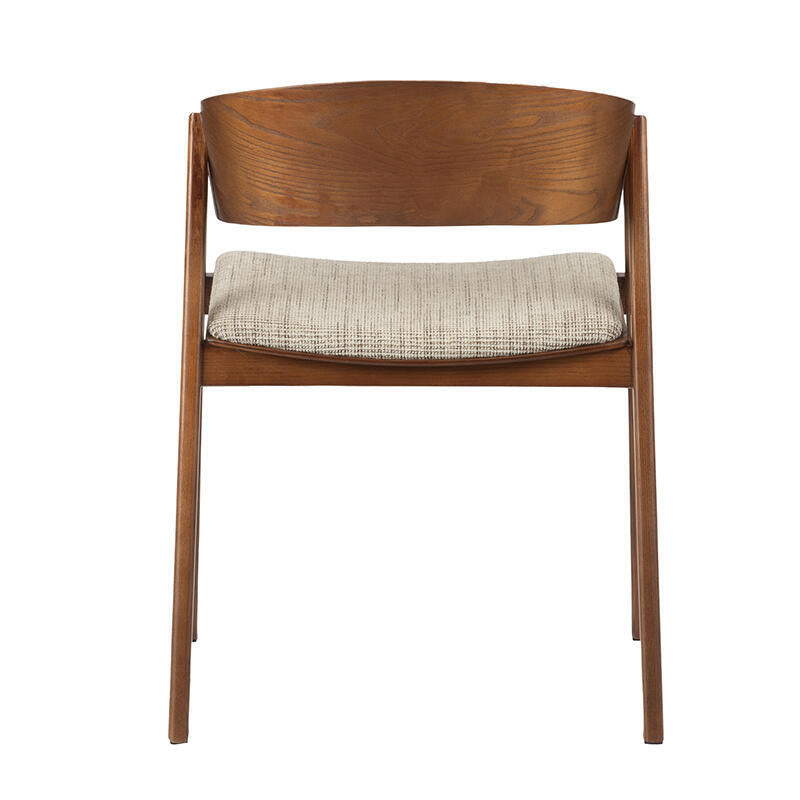 EDO Armchair in Beige with Dark Wooden Base