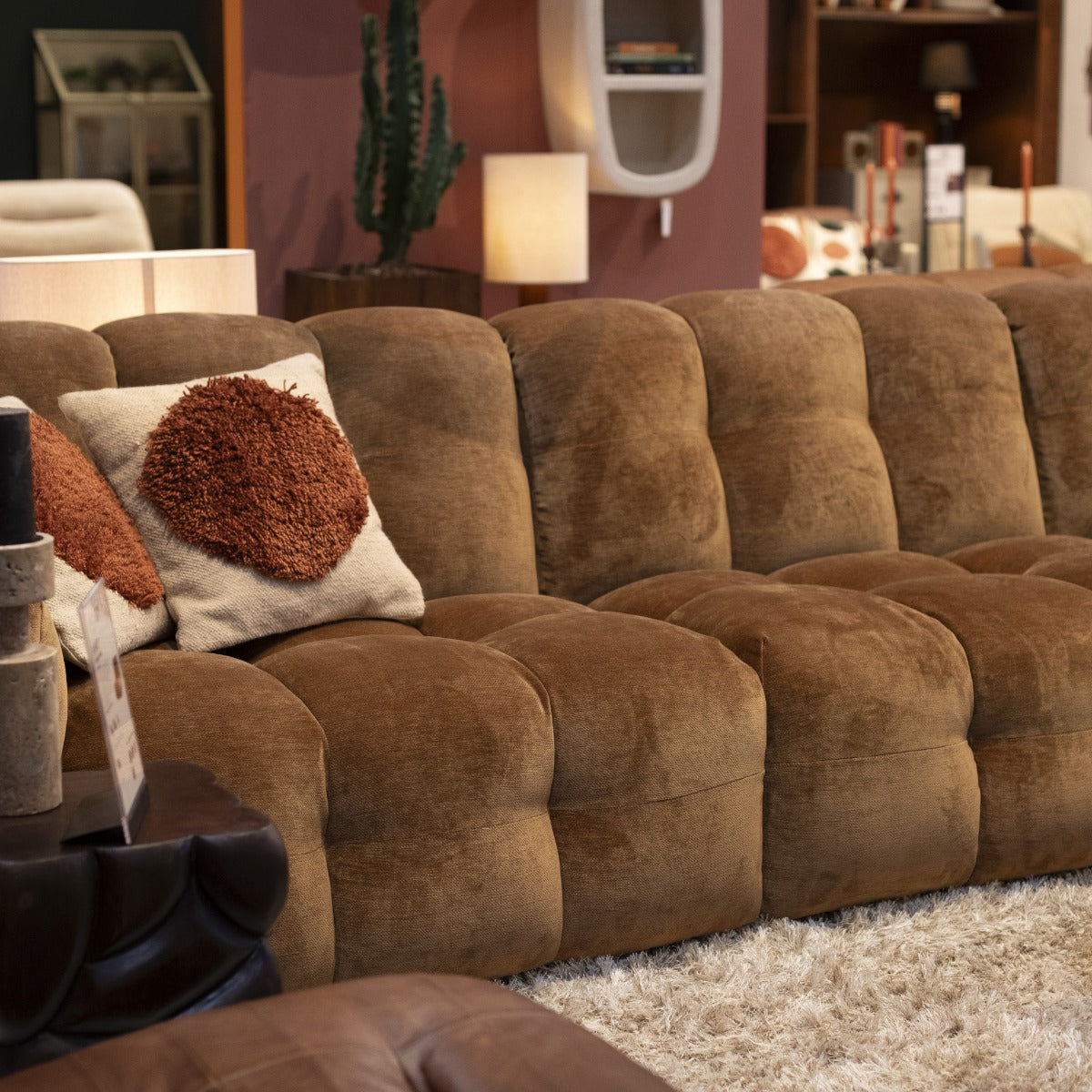 4.5-seater HACKMAN sofa in cognac velvet