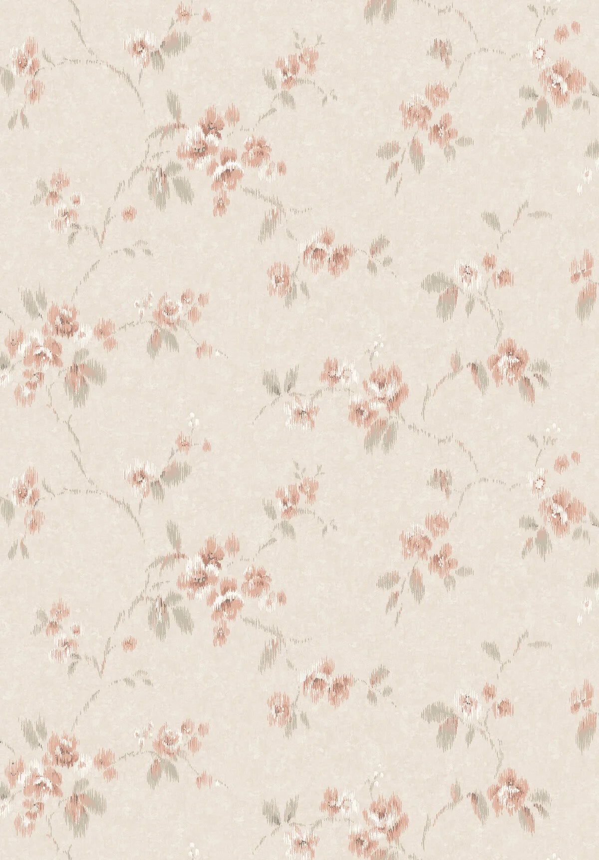 Non-woven paper wallpaper with a floral pattern VINTAGE ROSE beige with pink