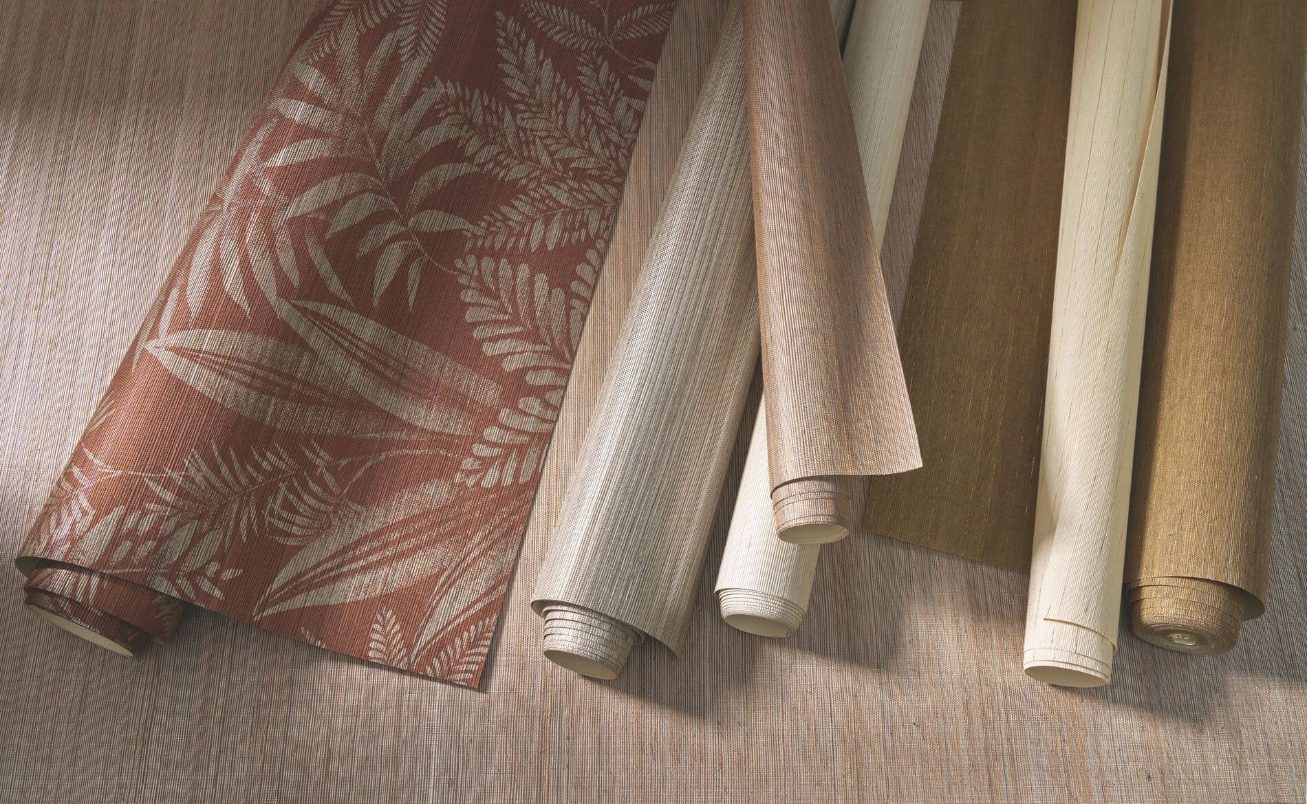 Natural structural wallpaper made from plant fibers DESERTI - PAILLE brown