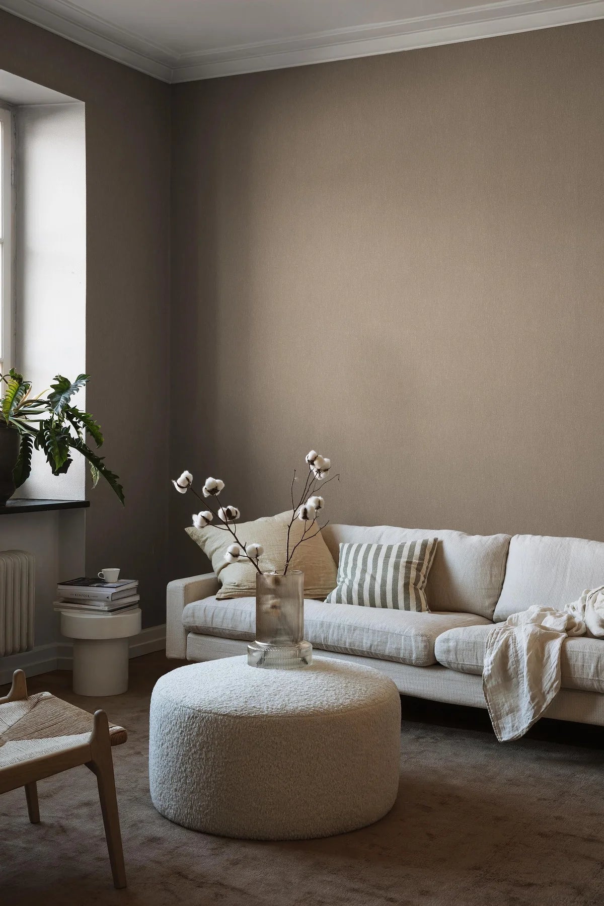 Structural wallpaper imitating linen - VINTAGE WOOD warm brown