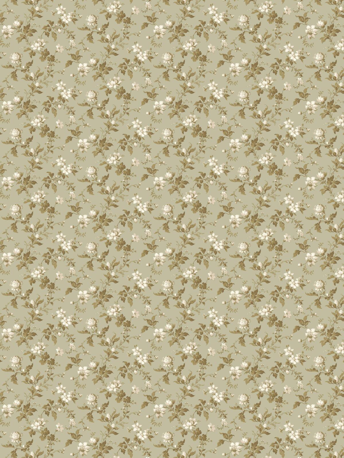 Papírová flizelinová tapeta s rostlinným vzorem BLOMSLINGA zelená s bílou