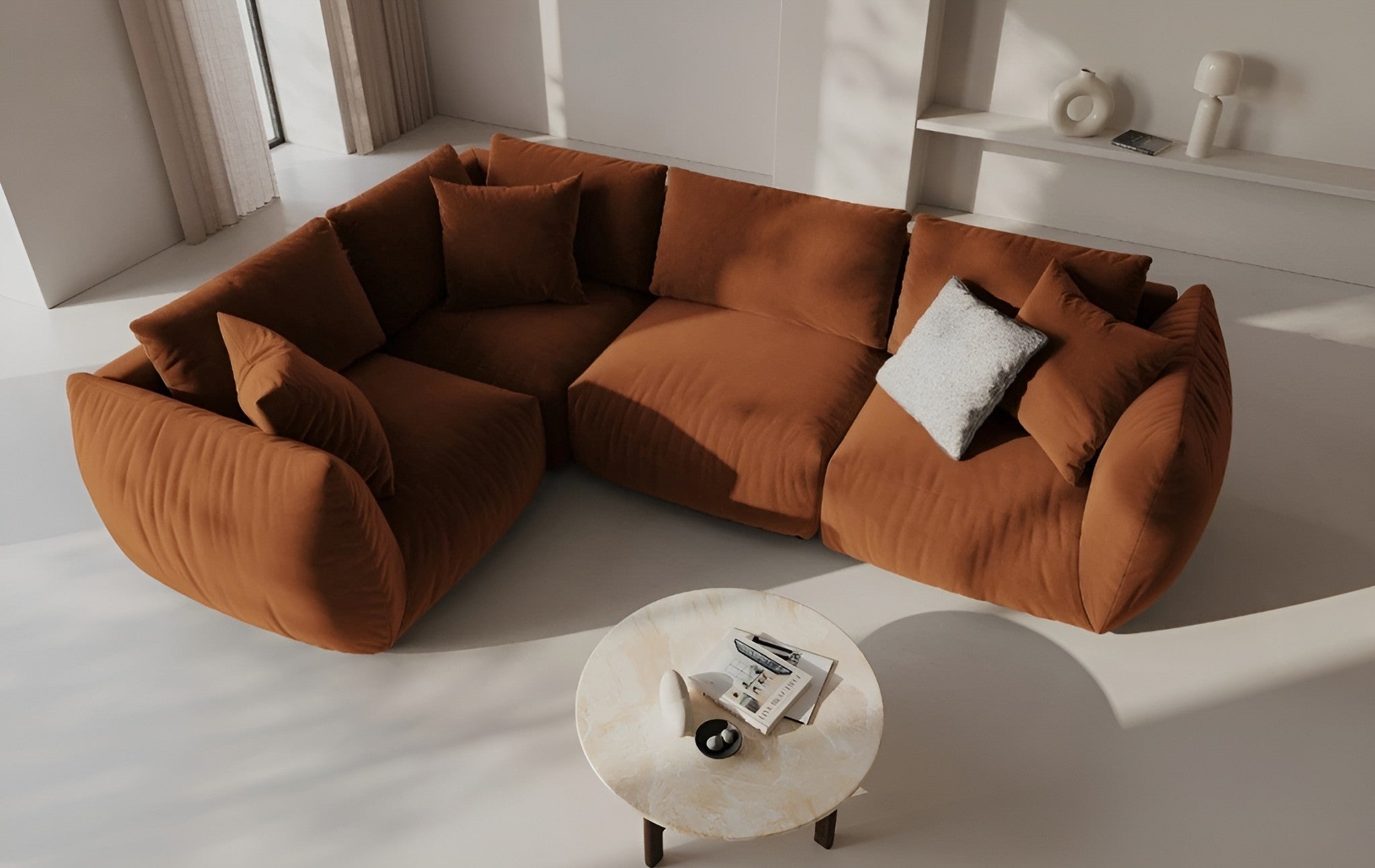 CHRIS Velvet Modular Sofa - Left Element Terracotta
