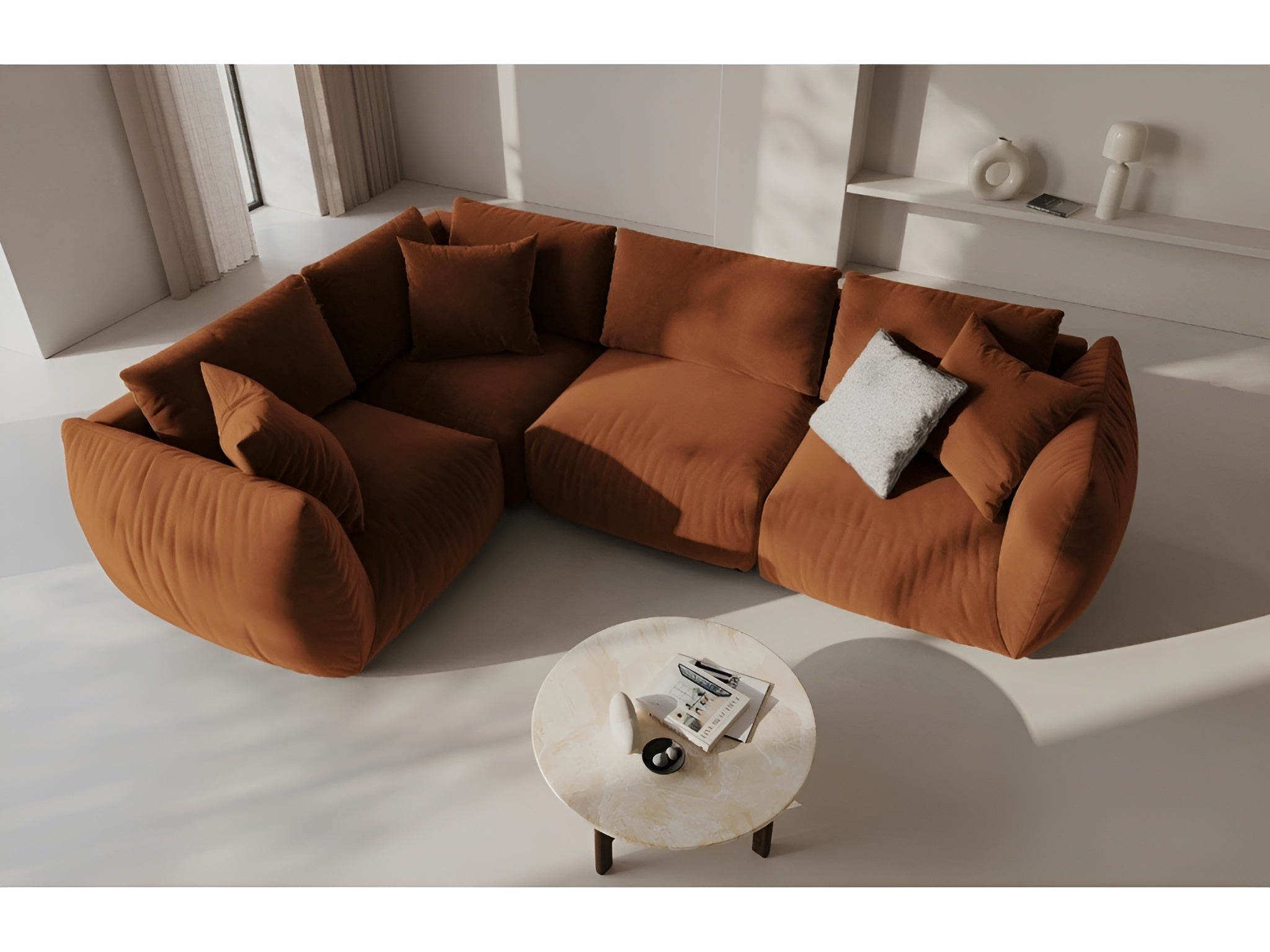 Velvet modular sofa CHRIS - corner element terracotta