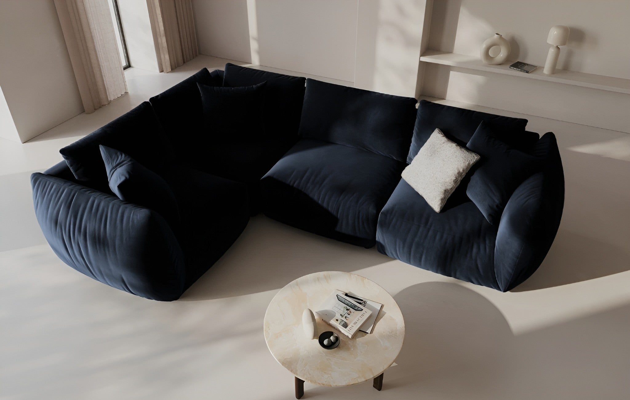 CHRIS Velvet Modular Sofa - Right Element in Royal Blue