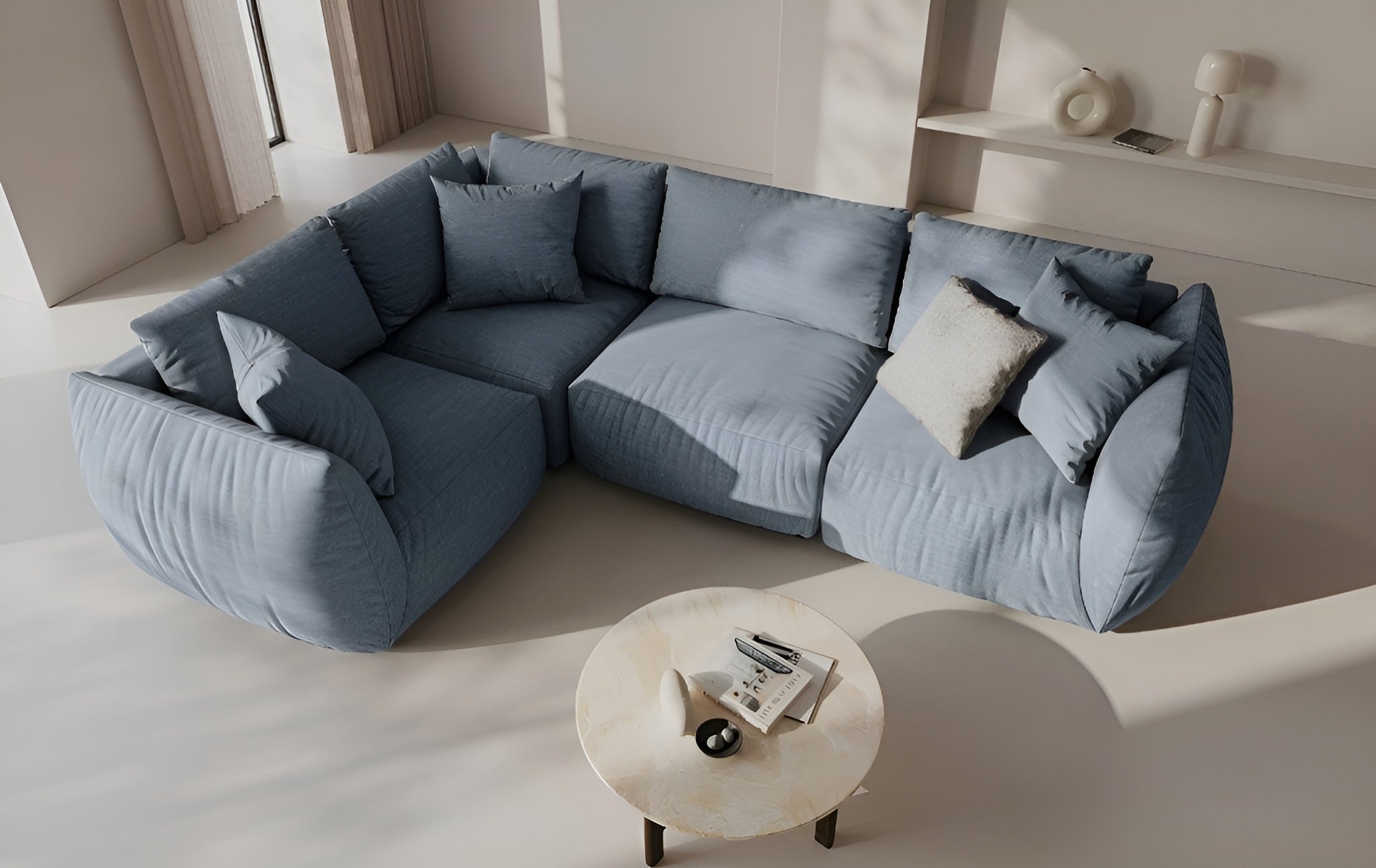 CHRIS Modular Sofa - Left Element Light Blue Chenille