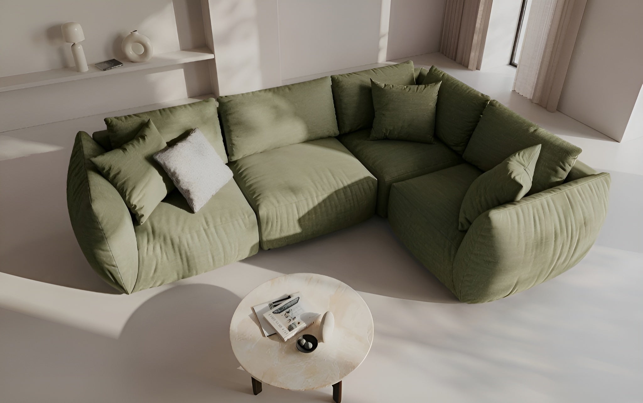 Sofa modułowa CHRIS - element lewostronny jasnozielony szenil