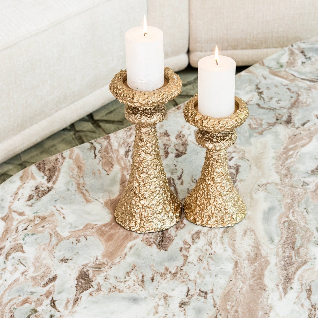 CORONEL beige coffee table with a marble top
