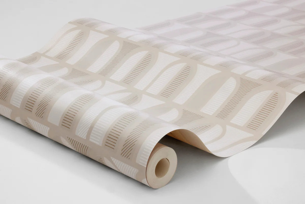 Tapeta flizelinowa papierowa z geometrycznym wzorem VENICE beżowy