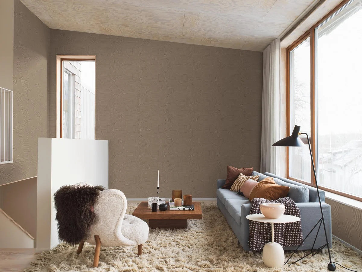 Tapeta flizelinowa papierowa z geometrycznym wzorem ZEN brązowy