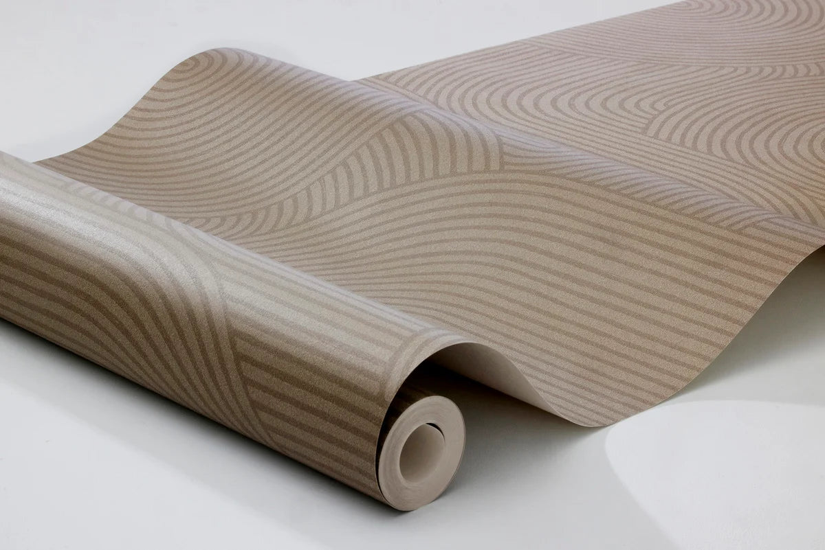 Tapeta flizelinowa papierowa z geometrycznym wzorem ZEN brązowy