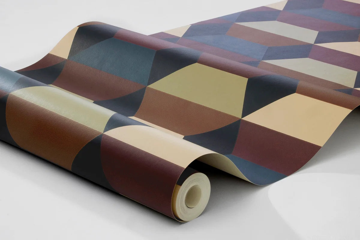 Non-woven paper wallpaper with geometric pattern PRISMA dark multicolored
