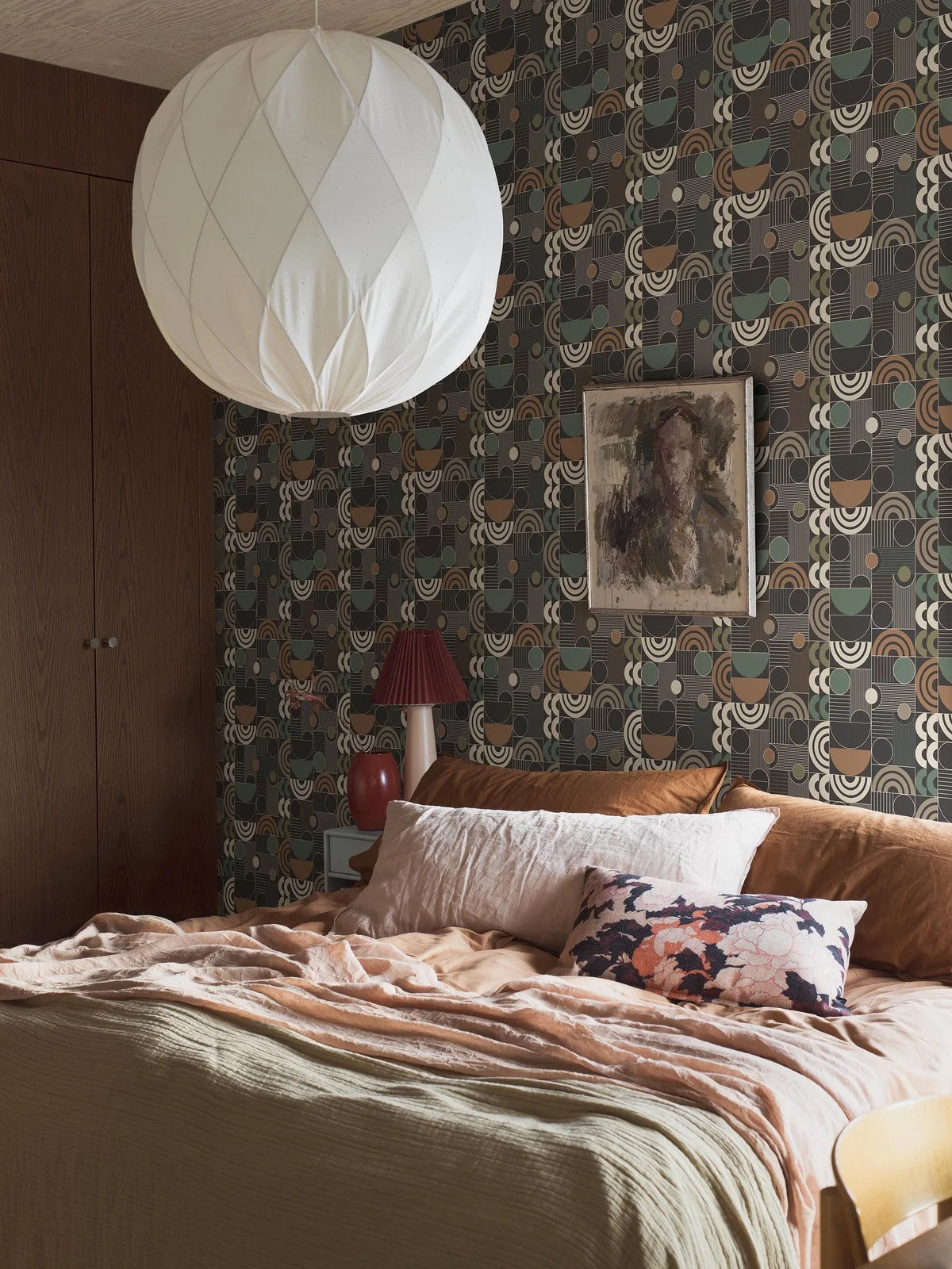 Non-woven paper wallpaper with geometric pattern COSMOPOLITAN black