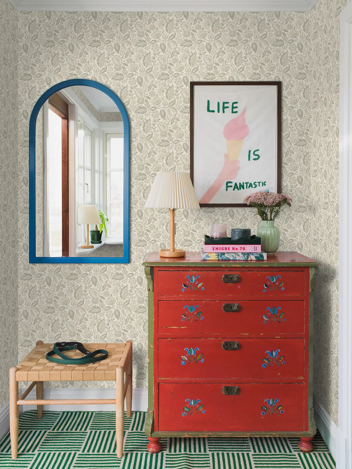 Tapeta s rostlinným motivem květin ELISE béžová