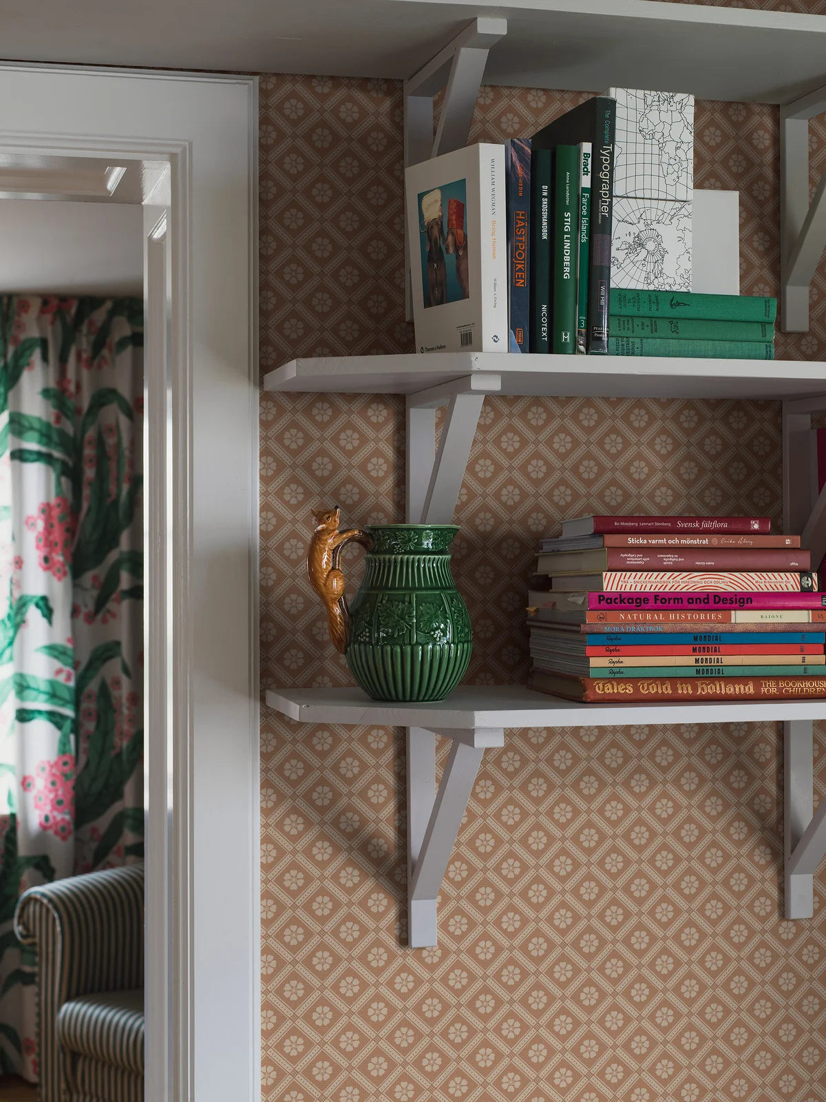 LOVE geometric pattern wallpaper terracotta