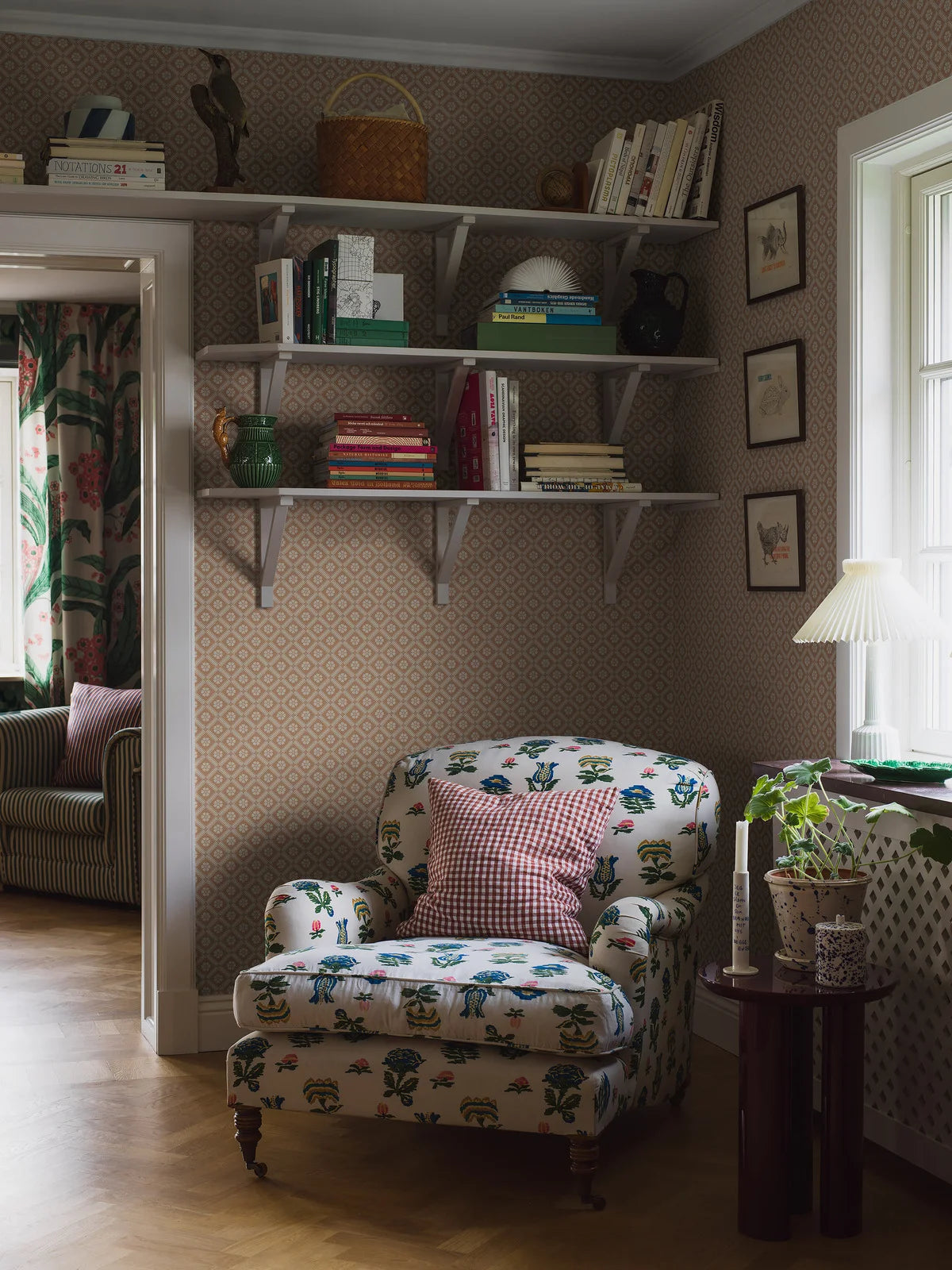 LOVE geometric pattern wallpaper terracotta