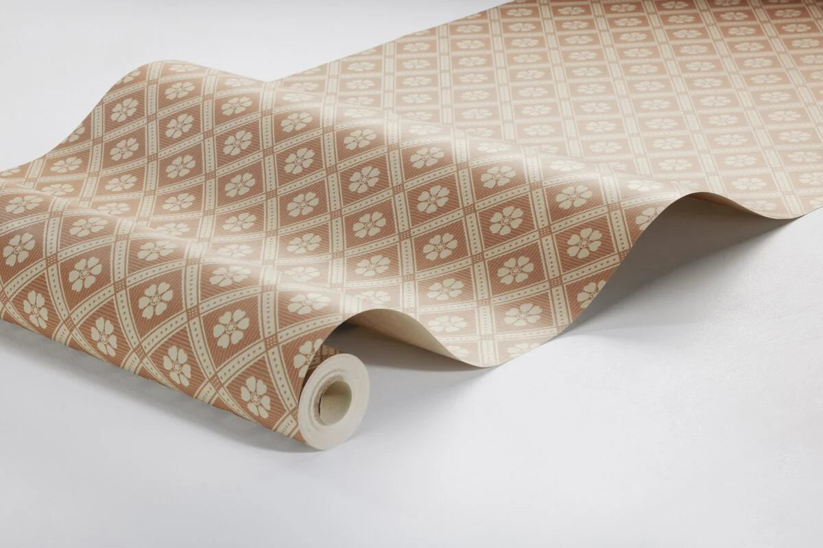 LOVE geometric pattern wallpaper terracotta