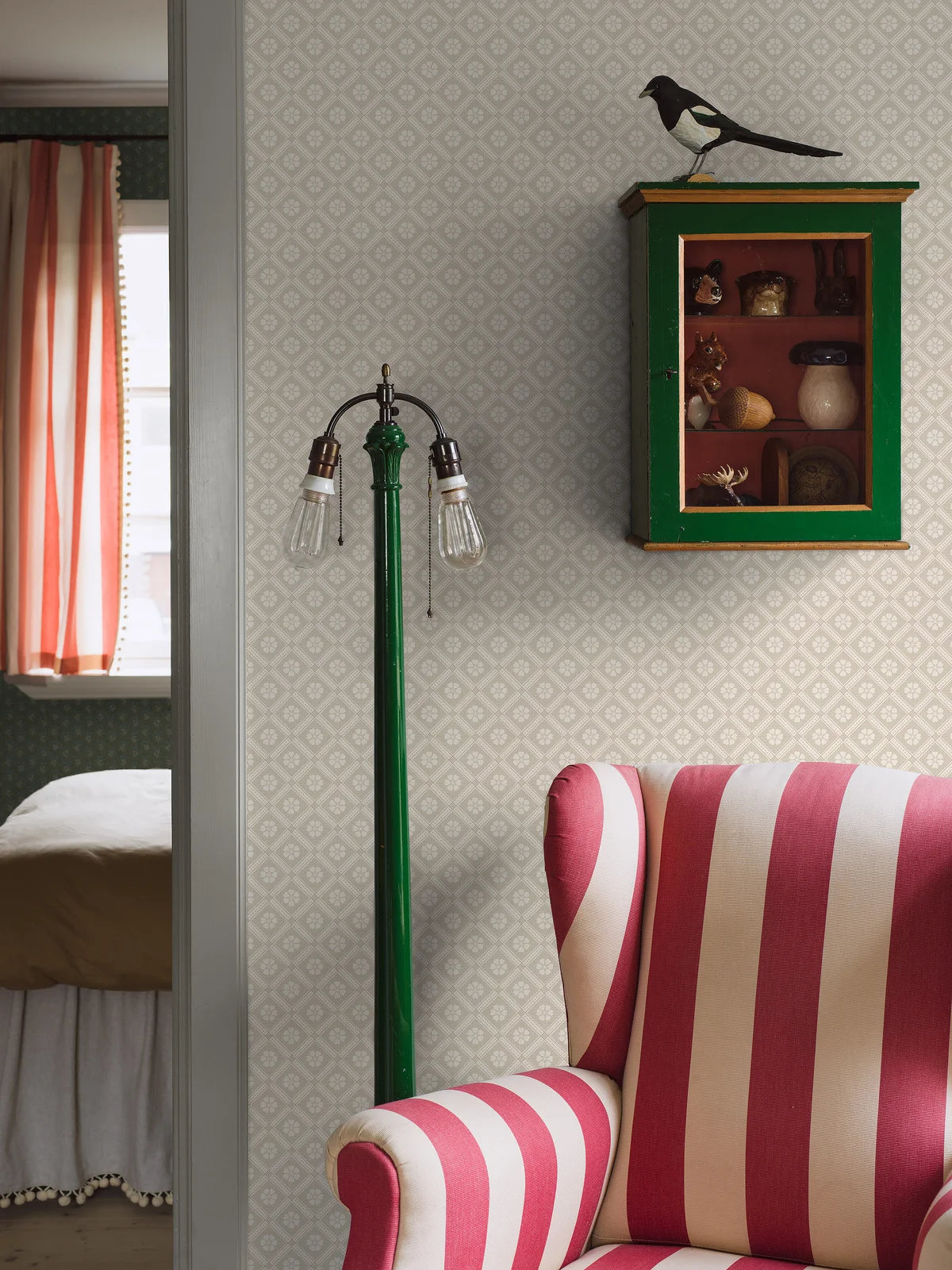 Beige geometric pattern wallpaper LOVE