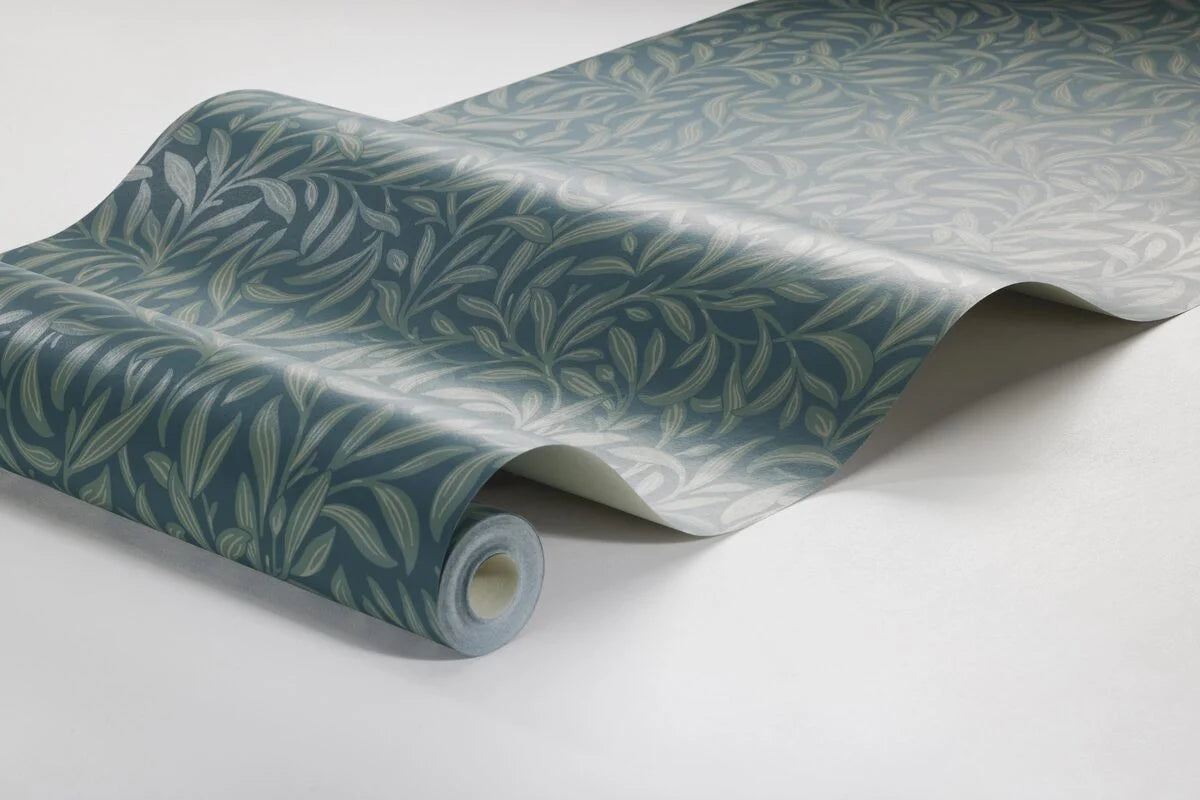 Tapeta s rostlinným motivem VINTERGRONA modrá se zelenou